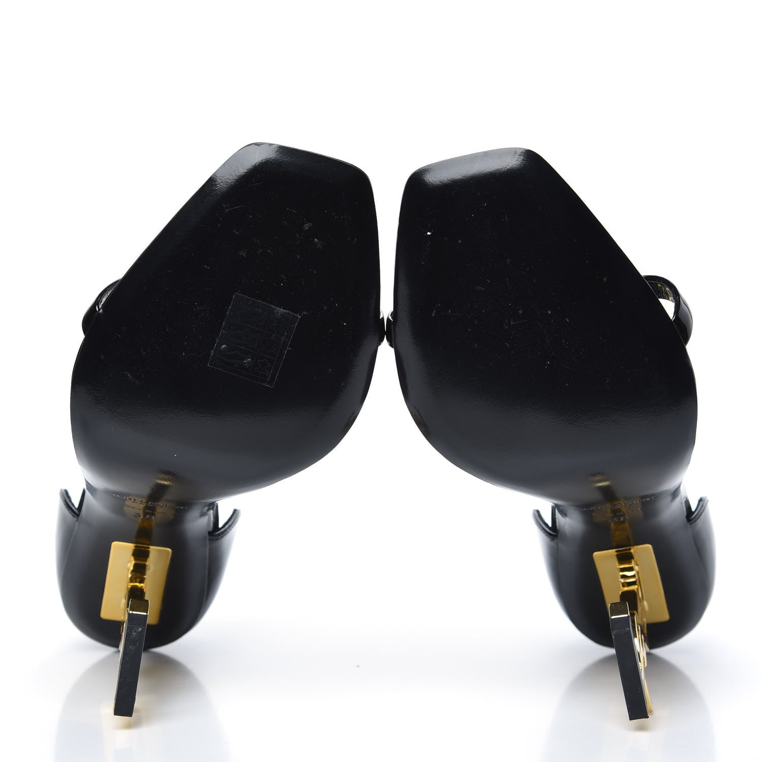 Saint Laurent Patent Calfskin Opyum 110 Sandals 38 Black Gold 5 of 8