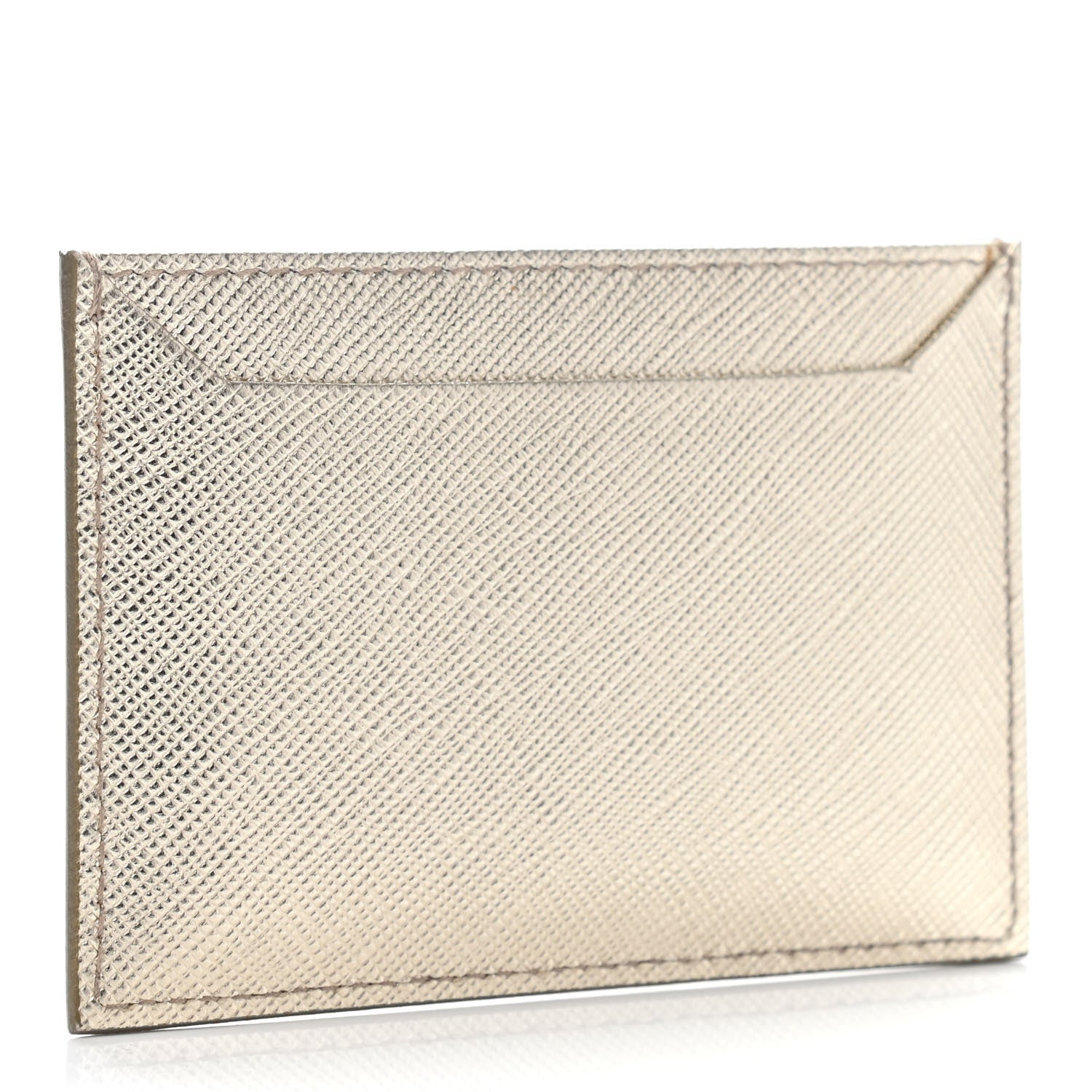 Prada Saffiano Shine Monochrome Card Holder Pirite 2 of 4