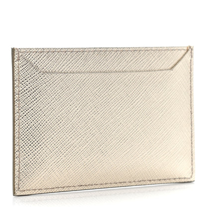 Prada Saffiano Shine Monochrome Card Holder Pirite 2 of 4