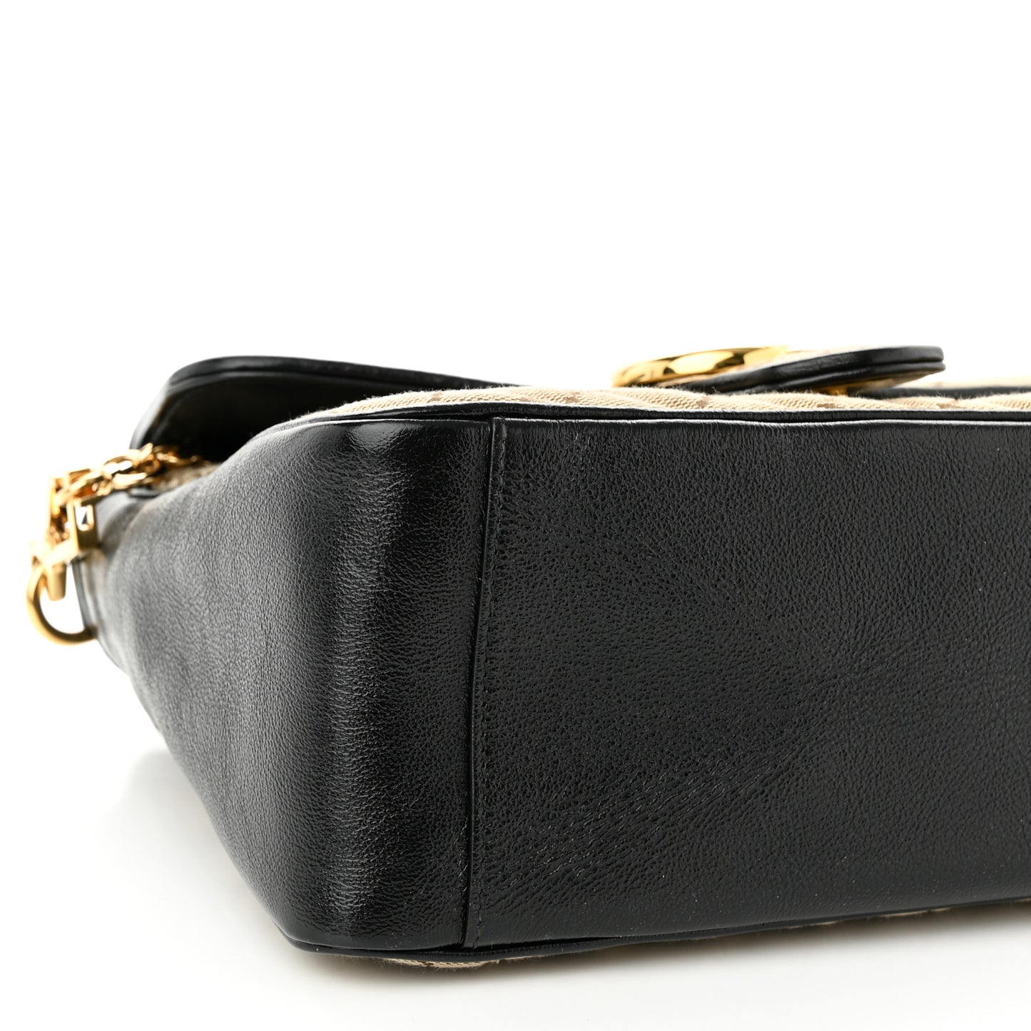 Monogram Azalea Calfskin Matelasse Diagonal Small GG Marmont Top Handle Shoulder Bag Beige Ebony Black