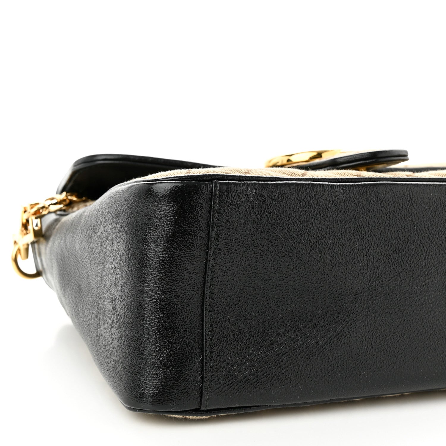 Gucci Monogram Azalea Calfskin Matelasse Diagonal Small GG Marmont Top Handle Shoulder Bag Beige Ebony Black 5 of 10