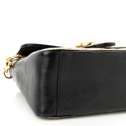 Gucci Monogram Azalea Calfskin Matelasse Diagonal Small GG Marmont Top Handle Shoulder Bag Beige Ebony Black 5 of 10