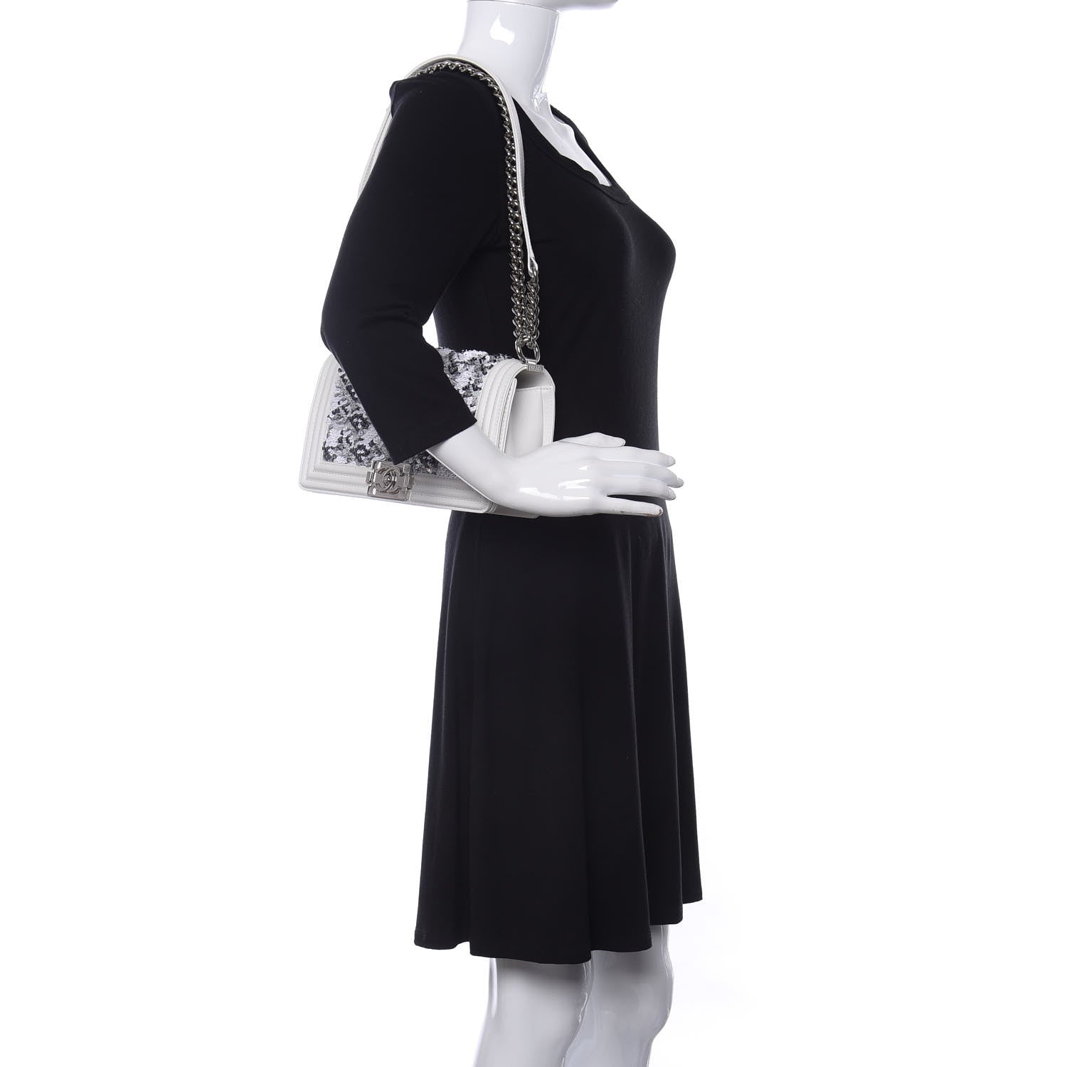 Chanel Calfskin Sequin Medium Boy Chanel Flap White 2 of 12