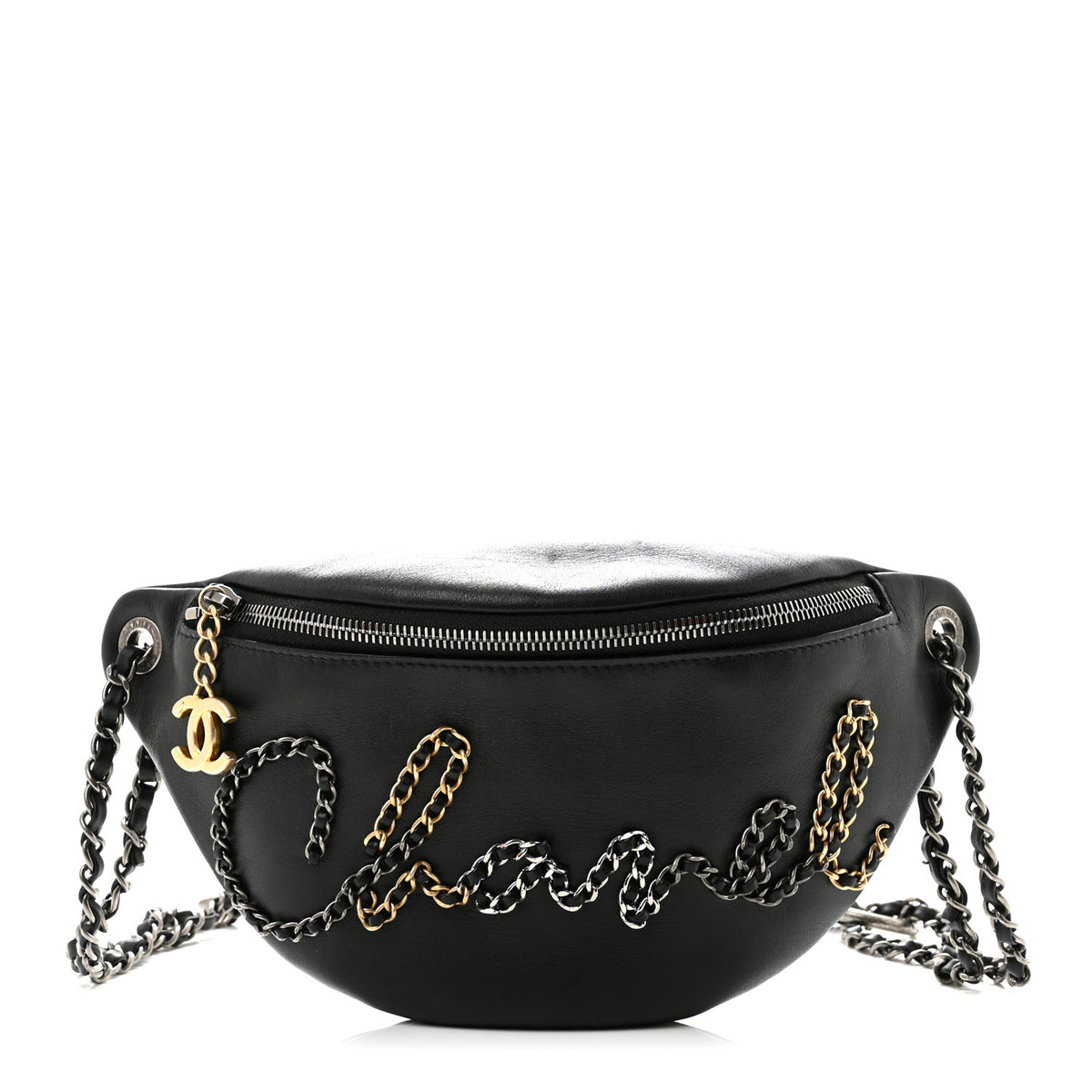 Chanel Calfskin Chain 20s Signe Waist Bag Black 1 of 13