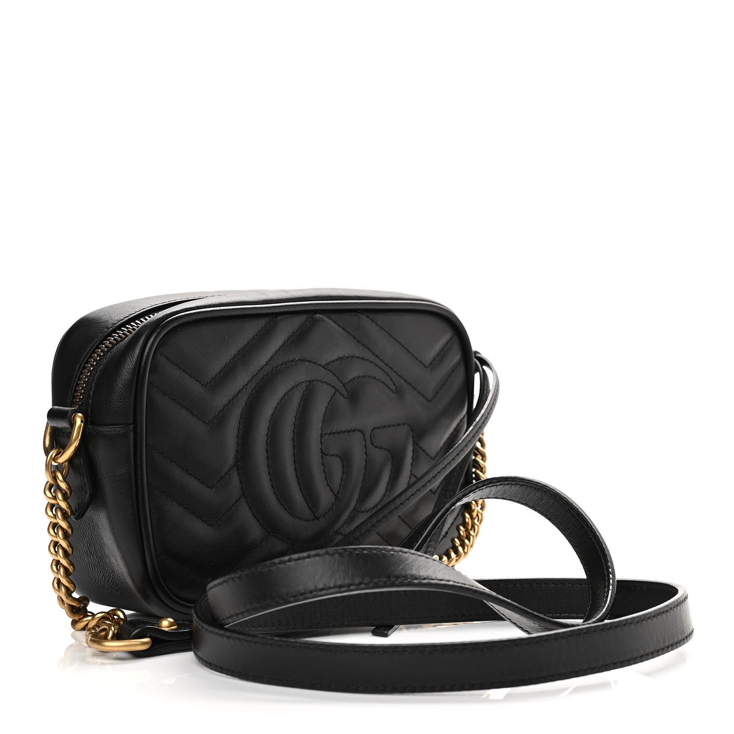 Calfskin Matelasse Mini GG Marmont Chain Shoulder Bag Black