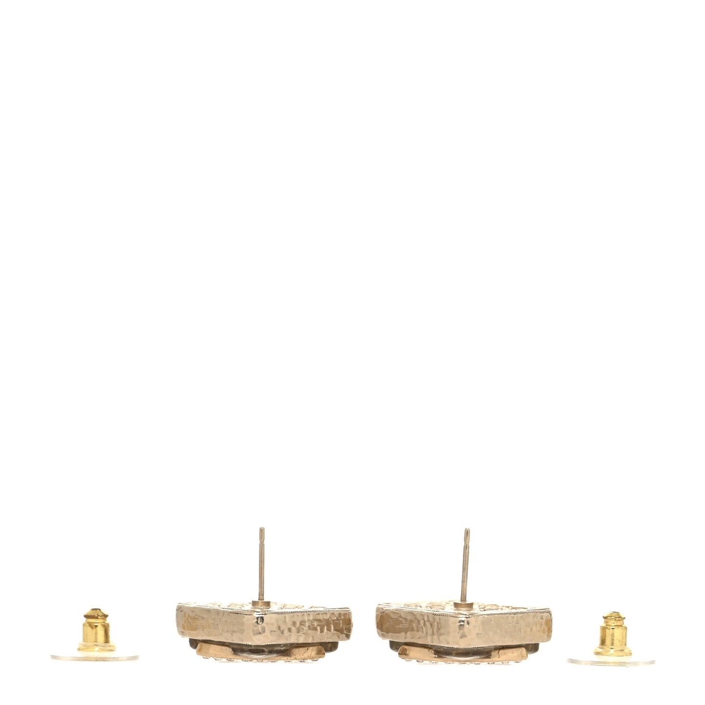 Pearl Crystal CC Square Earrings Gold