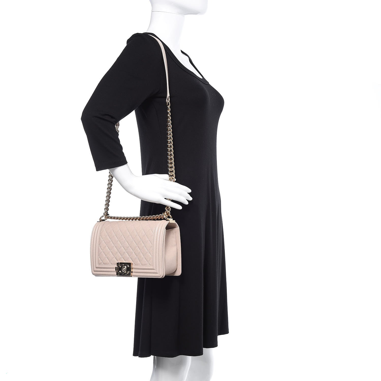 Chanel Iridescent Caviar Quilted Medium Boy Flap Light Beige 2 of 11