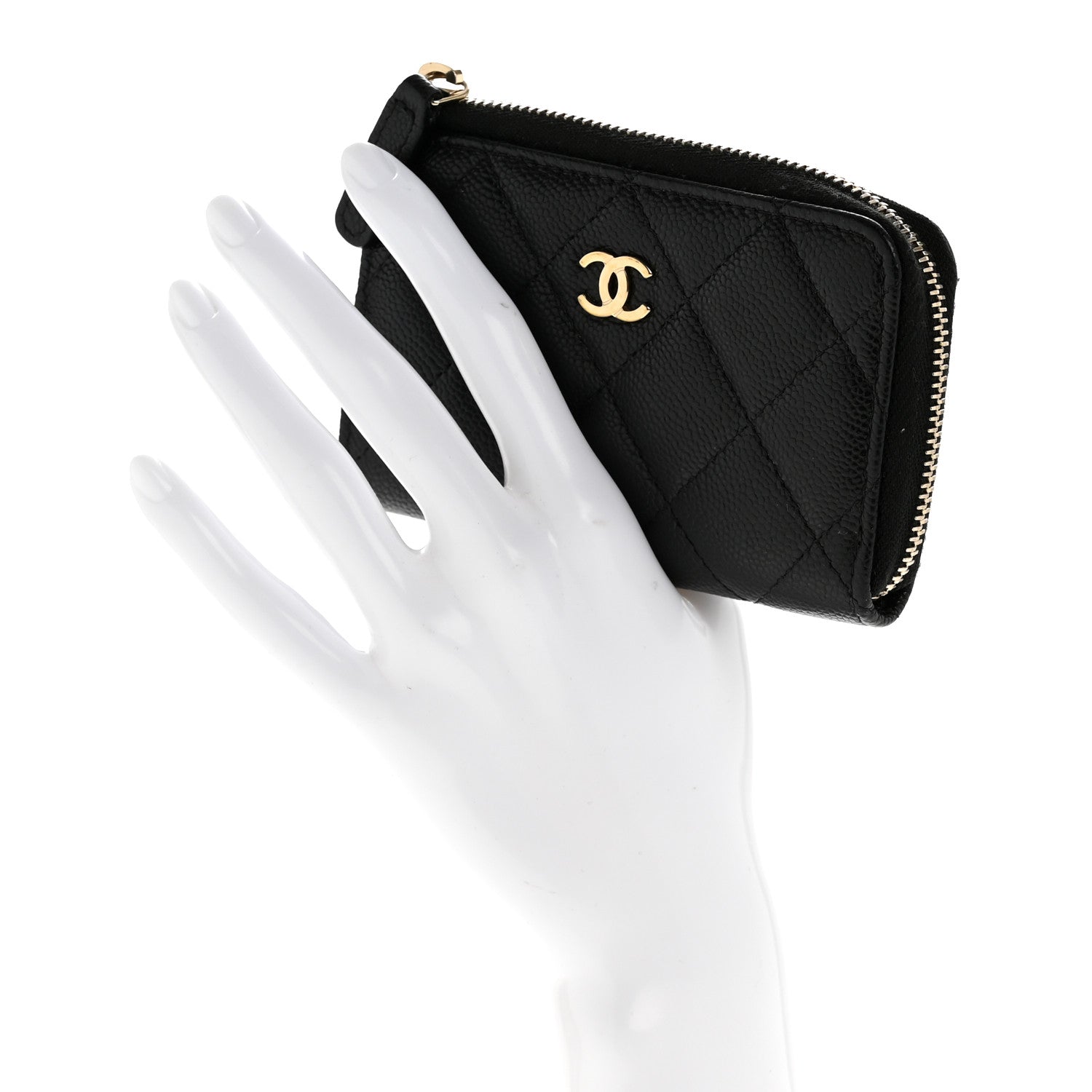 Chanel Caviar Quilted Zipped Key Holder Case Black 2 of 8