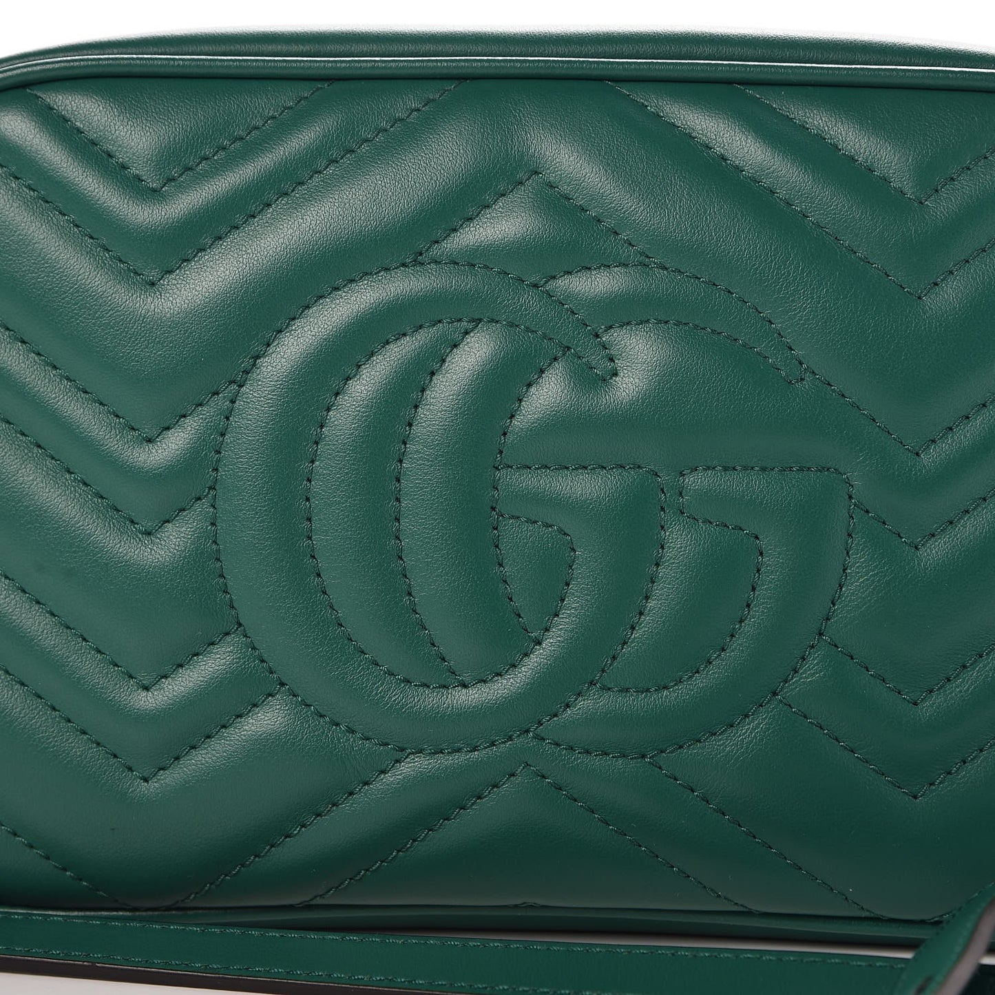 Calfskin Matelasse Small GG Marmont Chain Shoulder Bag Emerald Green