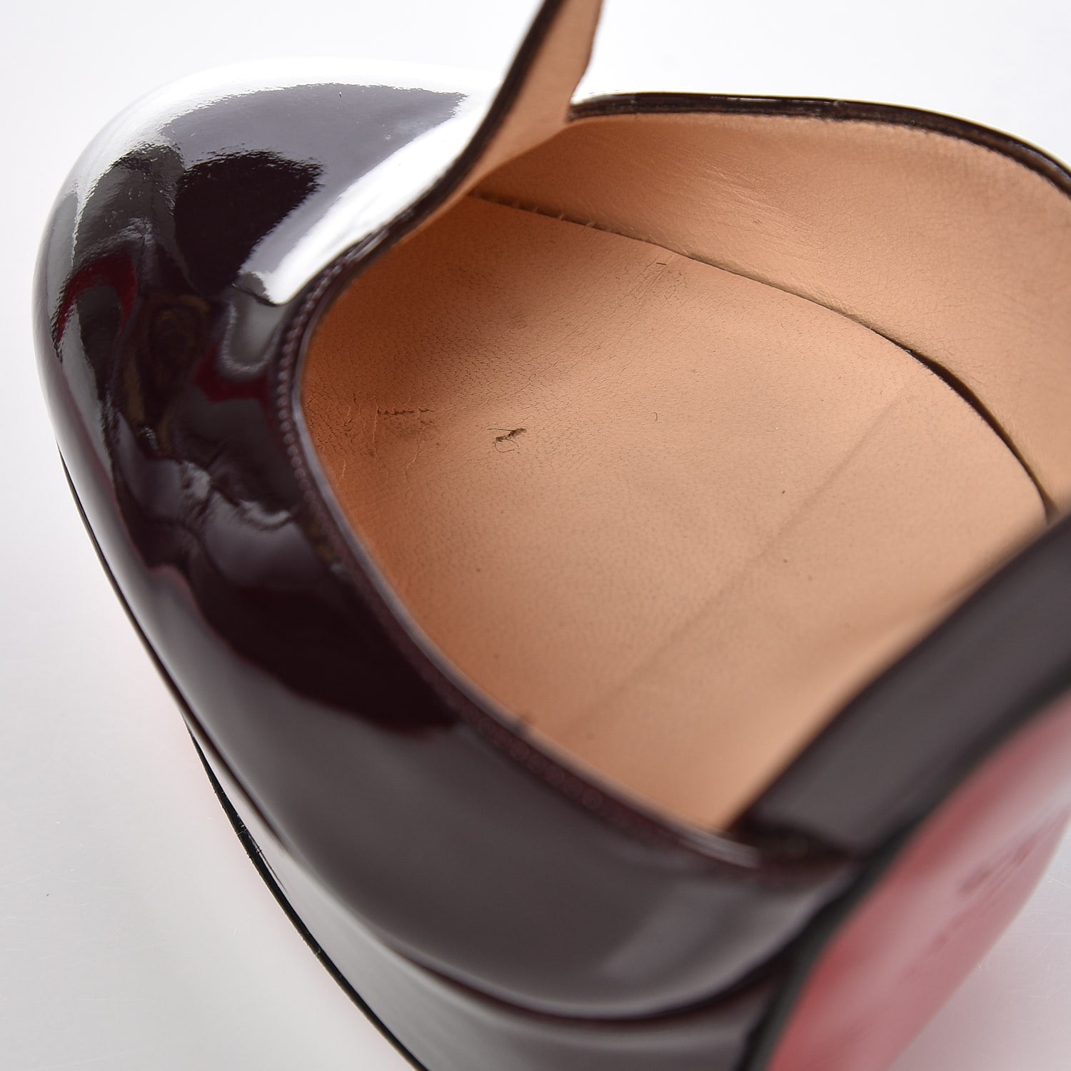 Christian Louboutin Patent Calfskin Top LA 140 T-Strap Platform Pumps 38.5 Burgundy 12 of 15