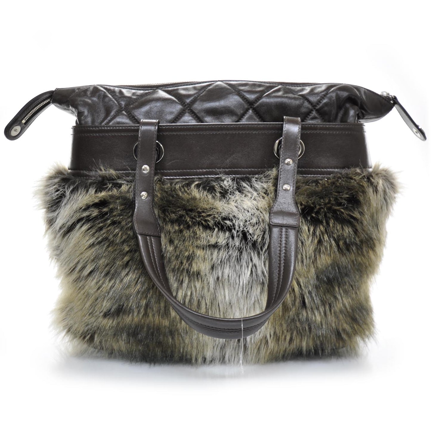 Quilted Lambskin Fantasy Fur Shopper Tote