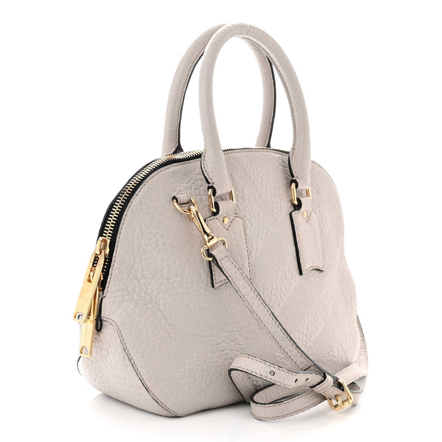 Burberry Heritage Grain Check Embossed Small Orchard Bowling Bag Pale Grey 2 of 12