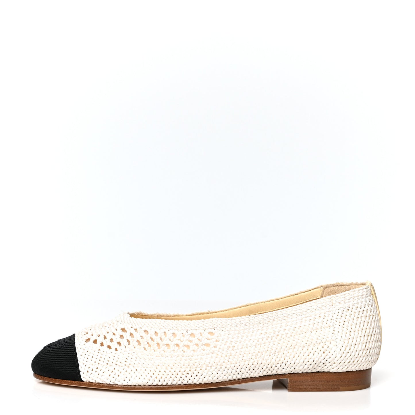 Crochet Cap Toe Ballerina Flats 38 Light Beige