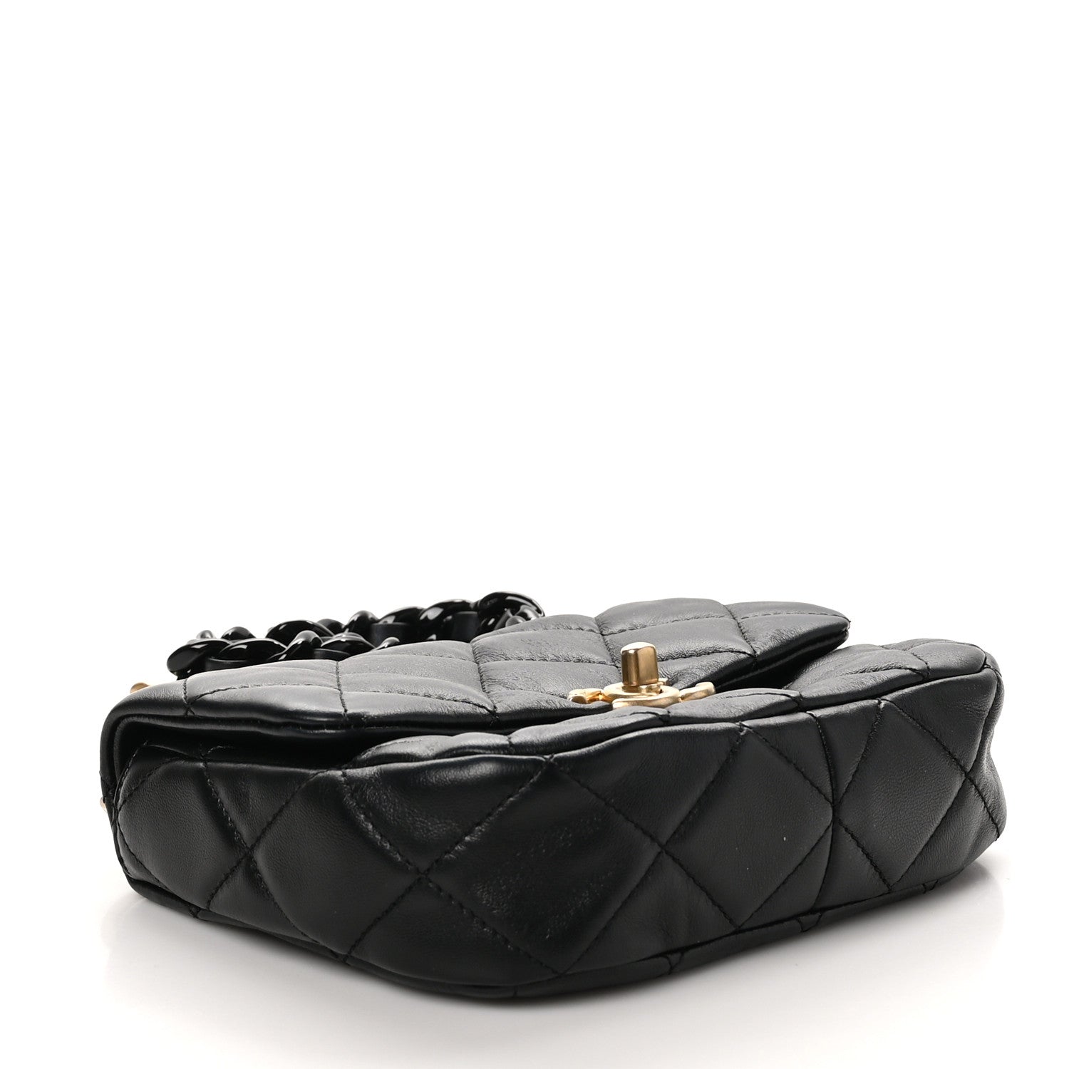 Chanel Lambskin Quilted Mini Lacquered Chain Flap Black 4 of 11