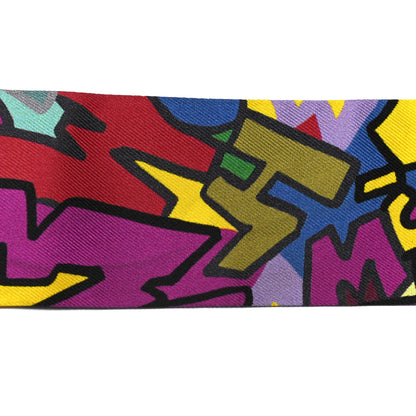 Hermes Silk Graff Graffiti Twilly Fuchsia Kaki Jaune 7 of 7