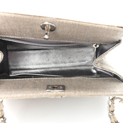 Chanel Metallic Linen Quilted Shoulder Bag Silver 5 of 14