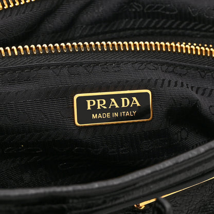 Prada Glossy Calfskin Triangle Medium Bonnie Shoulder Bag Black 6 of 10