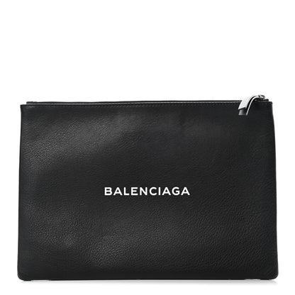 Balenciaga Calfskin Logo Everyday Second Bag Black White 1 of 5