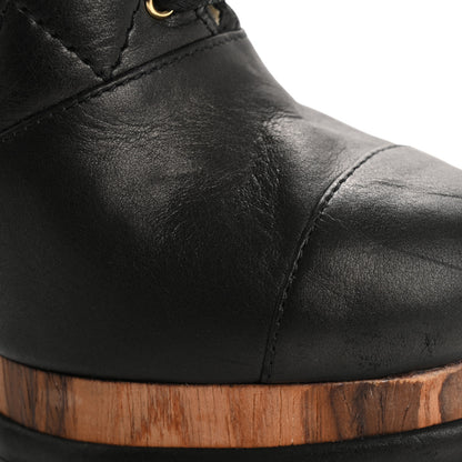 Chanel Lambskin Quilted Cap Toe Lace Up Booties 36 Black 12 of 13