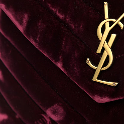 Saint Laurent Velvet Y Quilted Monogram Small Loulou Chain Satchel Burgundy 12 of 15