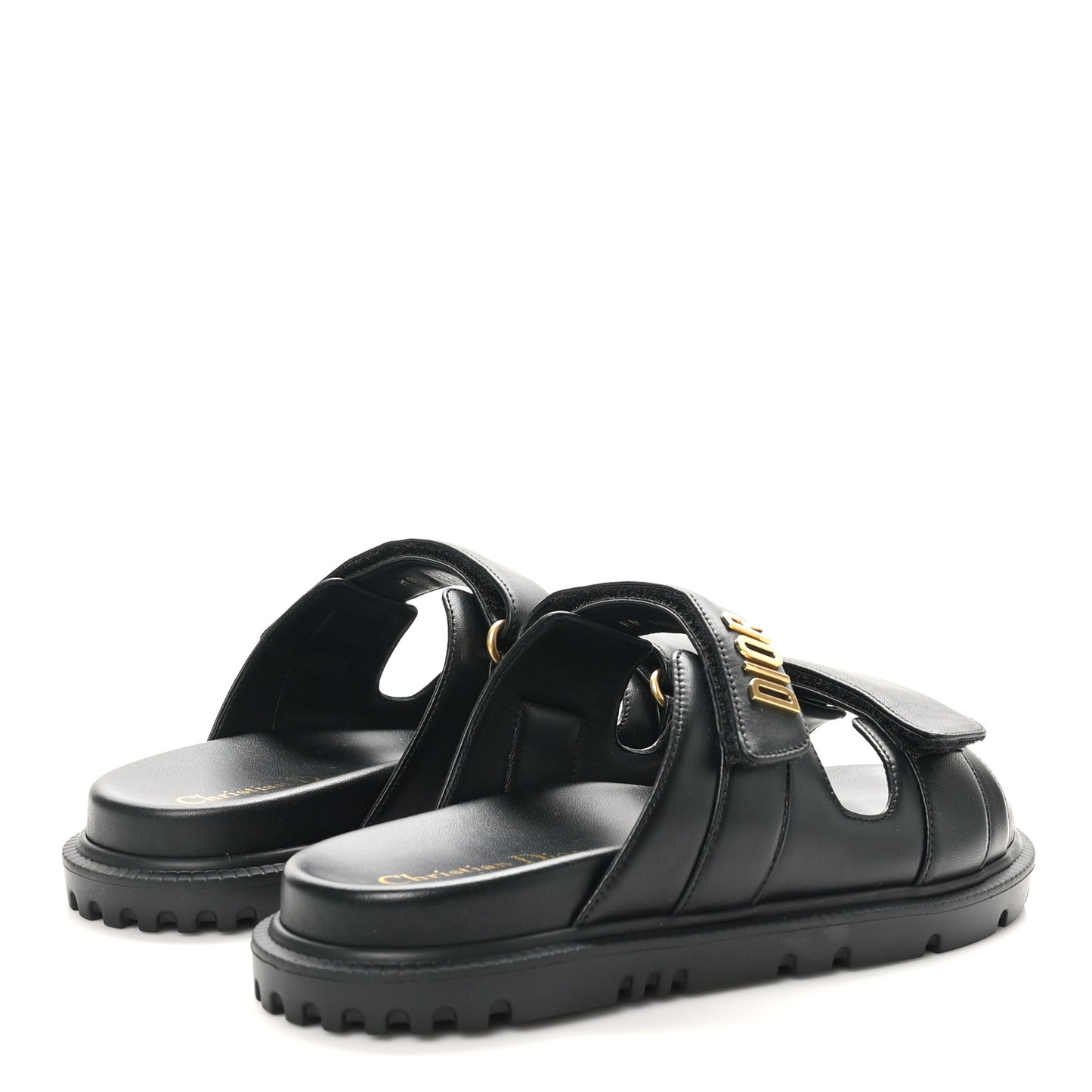 Lambskin Dioract 10mm Slide Sandals 38.5 Black