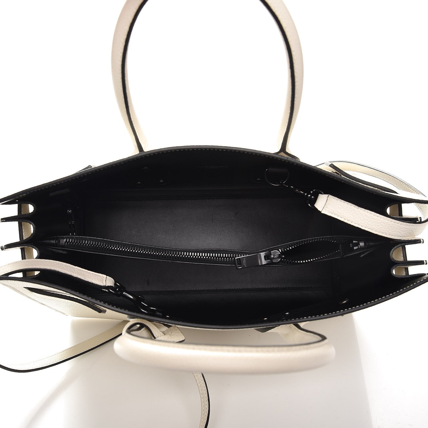 Saint Laurent Grained Calfskin Small Sac De Jour Dove White Black 6 of 9