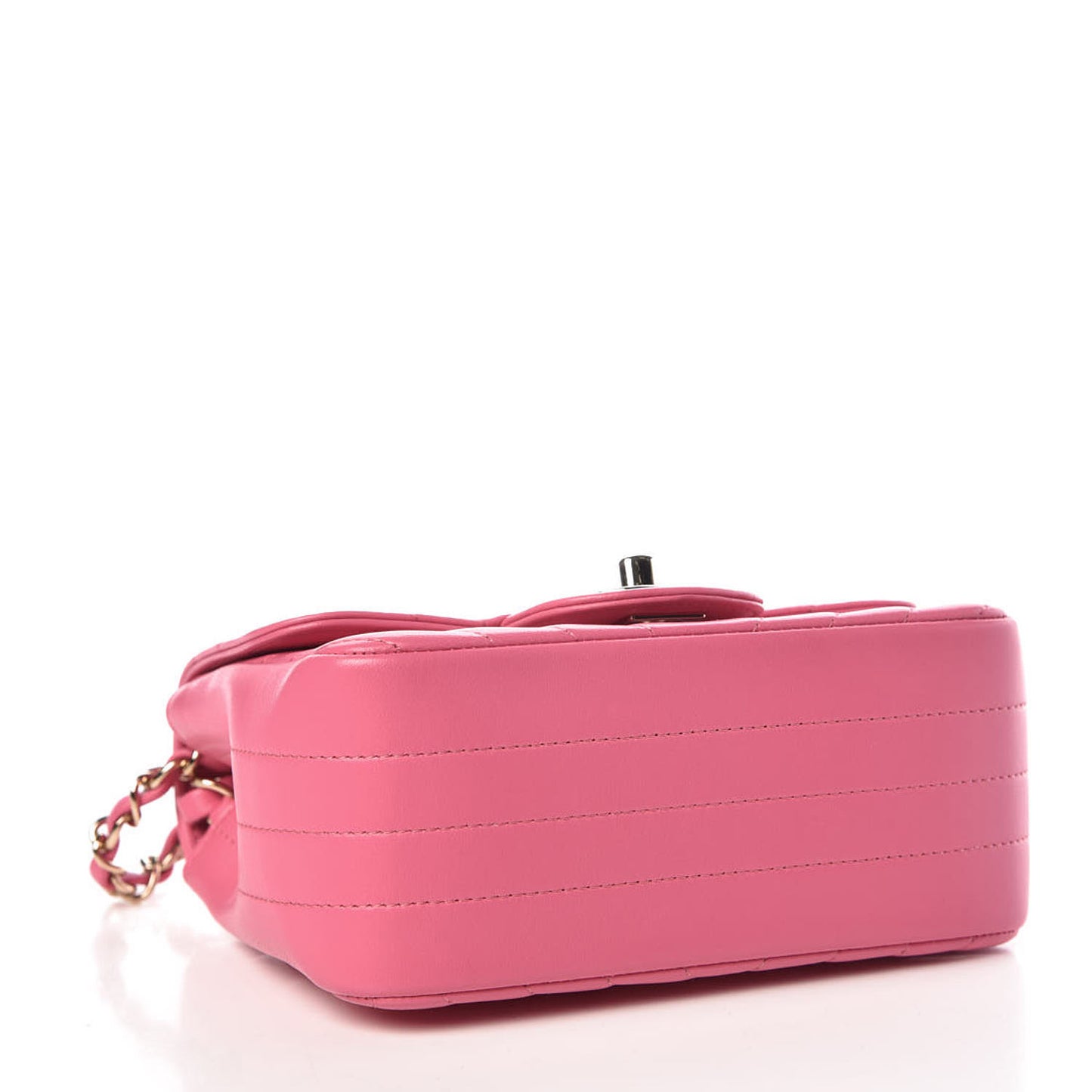 Lambskin Chevron Quilted Mini Square Flap PInk