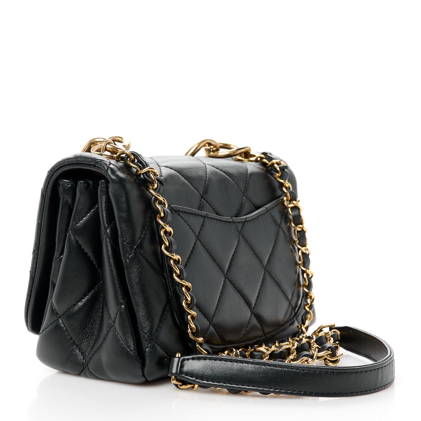 Lambskin Quilted Small Color Match Flap Black