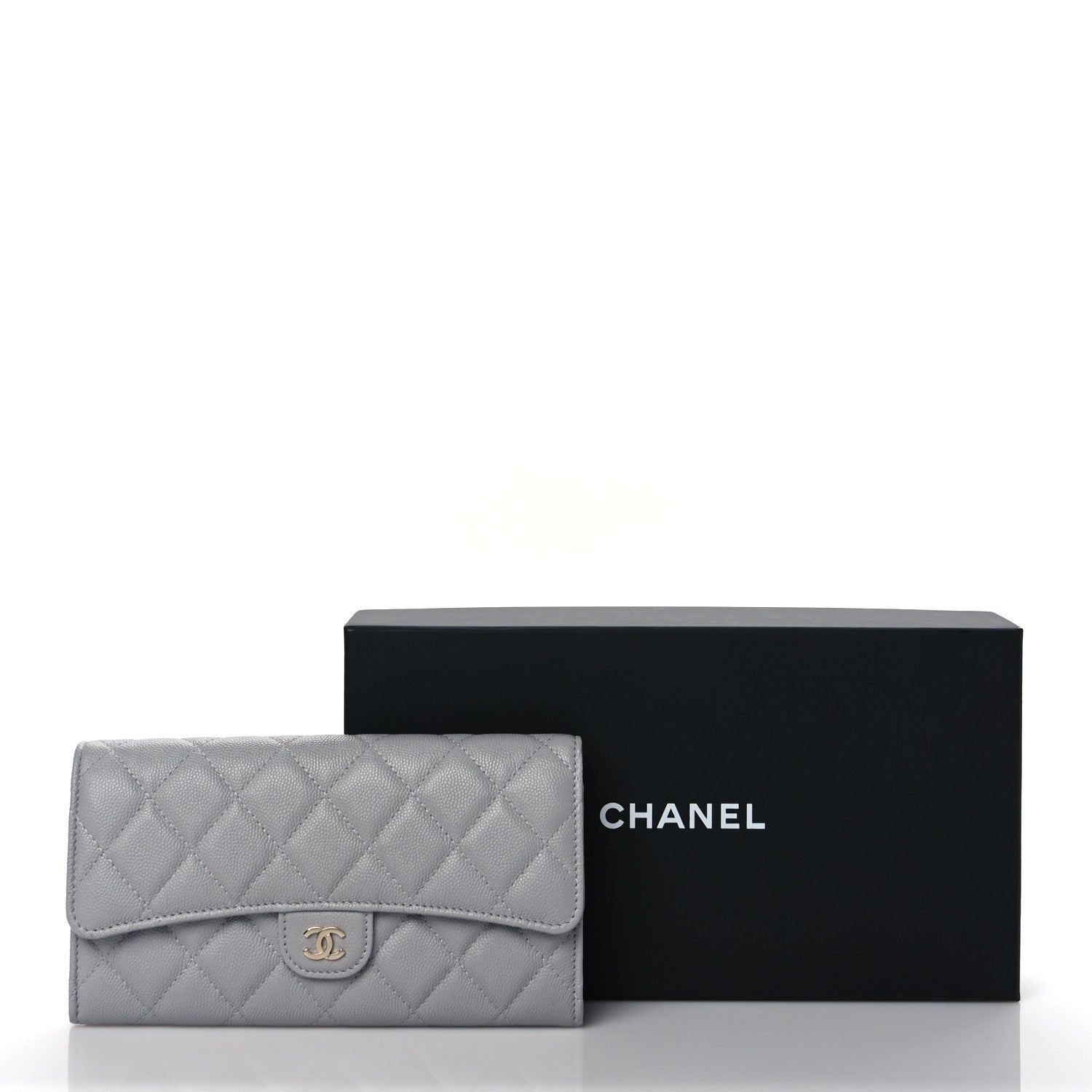 Chanel Caviar Quilted Large Flap Wallet Grey 9 of 9