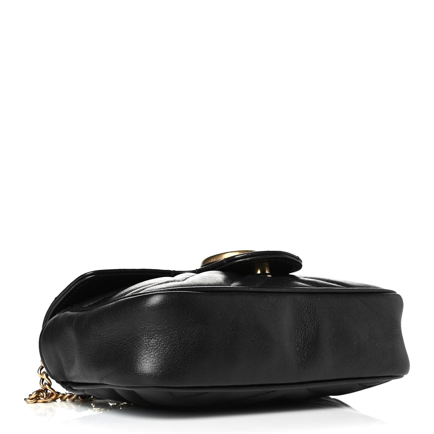 Calfskin Matelasse Super Mini GG Marmont Shoulder Bag Black