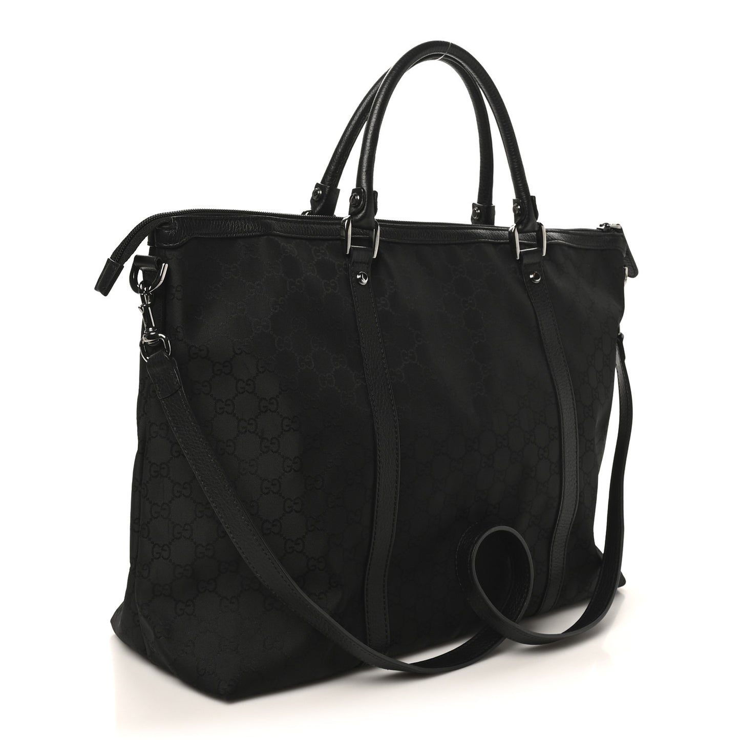 Nylon Monogram Medium GG Charm Dome Satchel Black