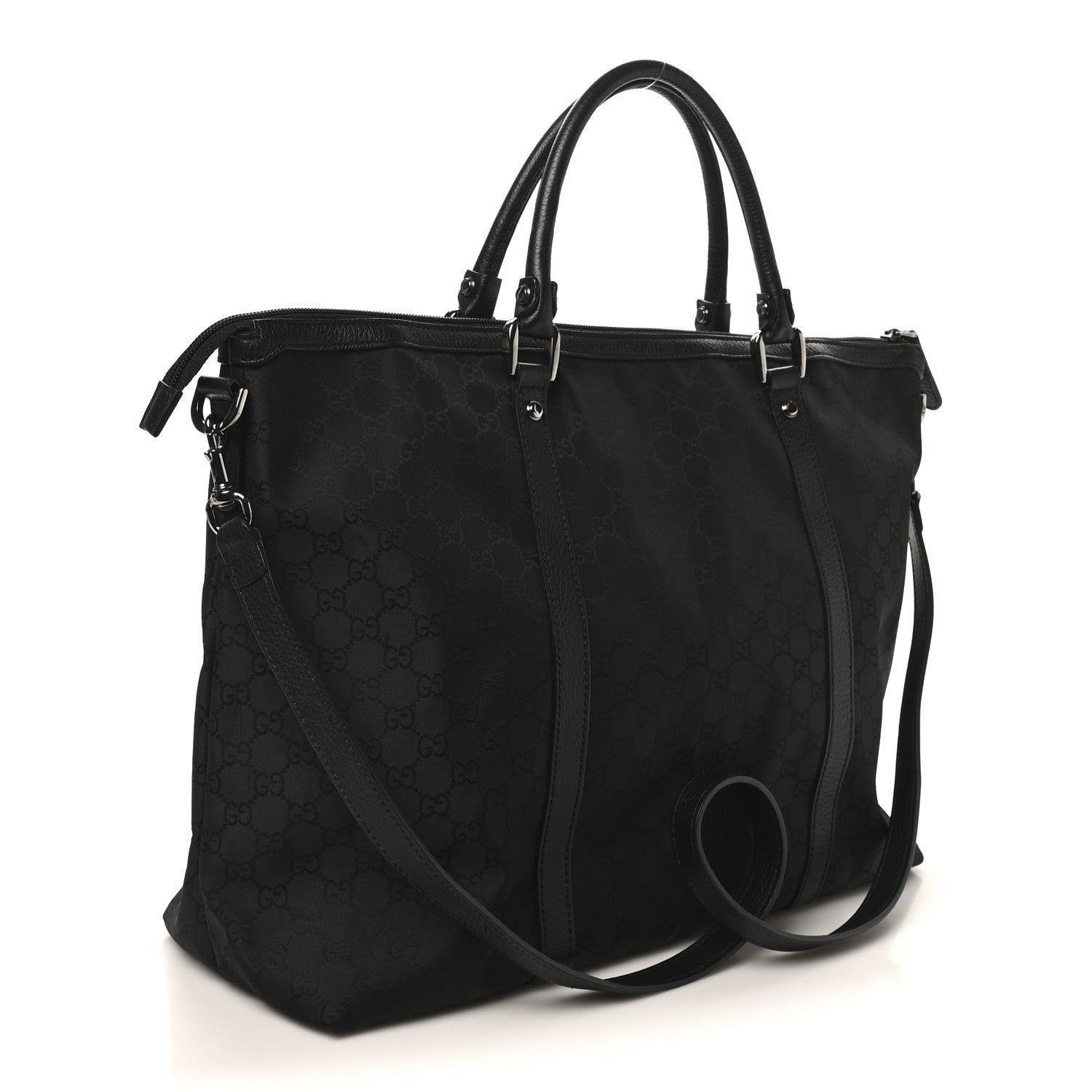 Gucci Nylon Monogram Medium GG Charm Dome Satchel Black 3 of 10