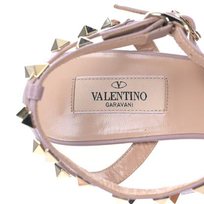 Valentino Garavani Metallic Pebbled Calfskin Rockstud Ankle Strap 65mm Pumps 39.5 Skin Poudre 7 of 7