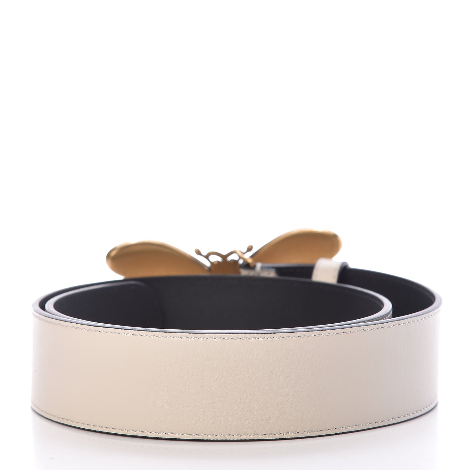 Gucci Calfskin Queen Margaret Bee Belt 80 32 White 3 of 7