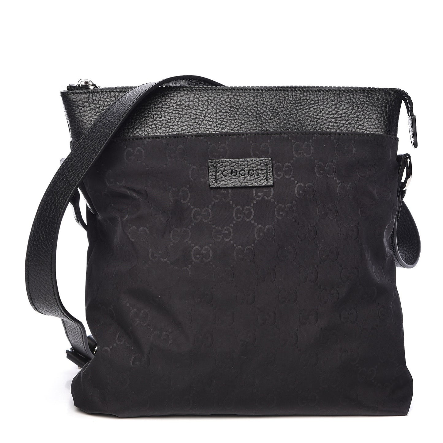Nylon Monogram Dollar Calfskin Flat Messenger Bag Black