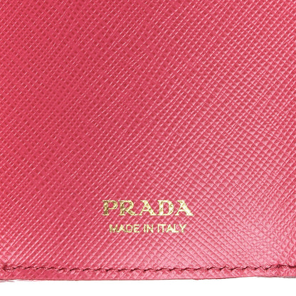 Prada Saffiano Metal Small Tri-Fold Wallet Peonia 6 of 6