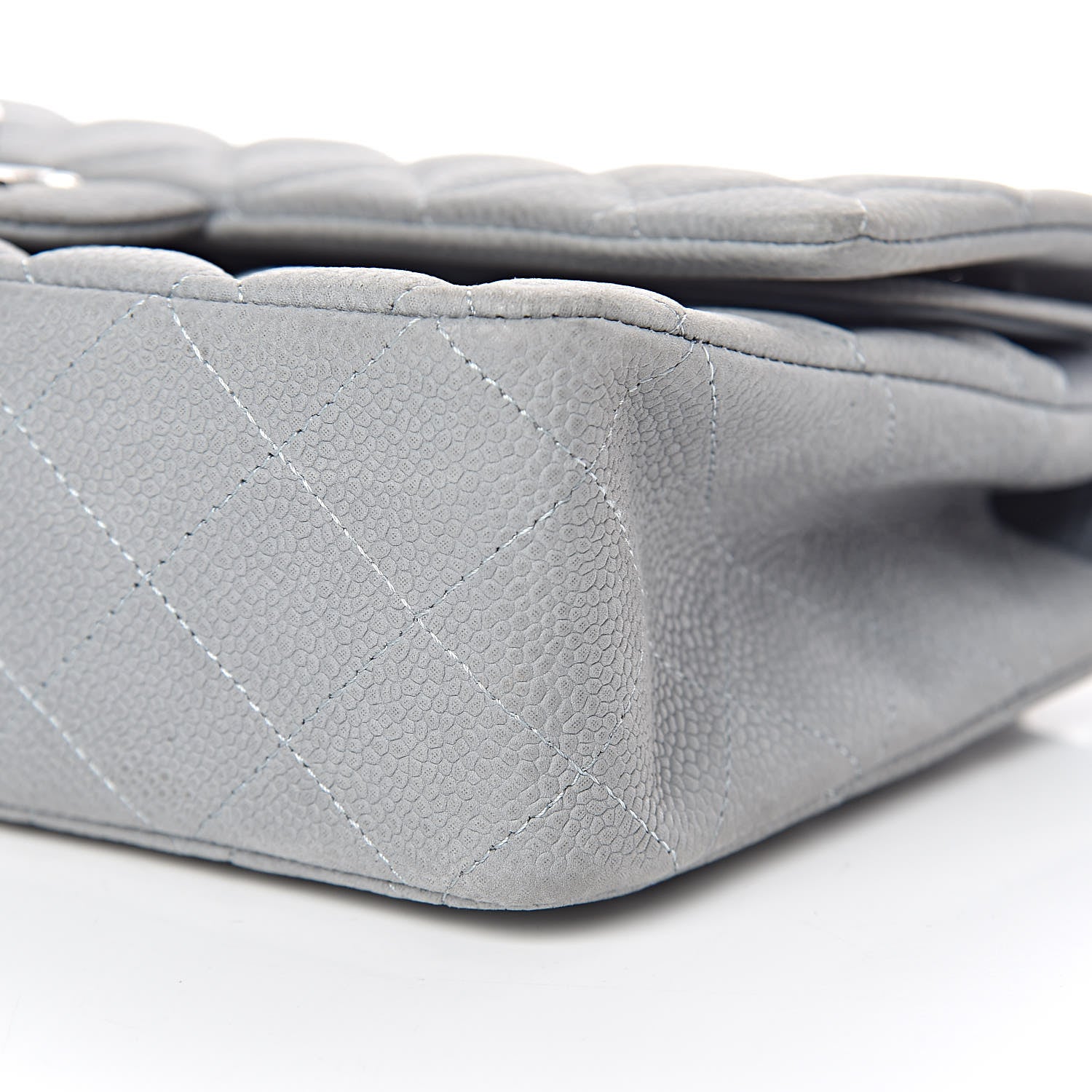 Chanel Iridescent Caviar Quilted Medium Double Flap Light Grey 6 of 11