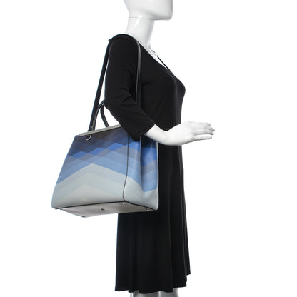 Fendi Vitello Elite Geometric Degrade Regular 2Jours Tote Blue 2 of 13