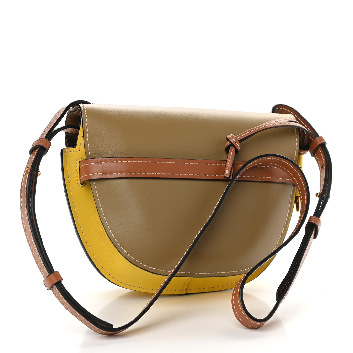 Calfskin Small Gate Crossbody Bag Mocca Yellow Pecan
