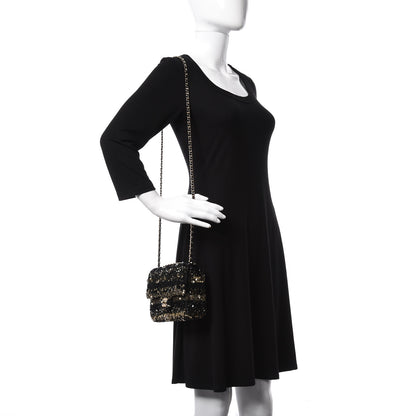 Chanel Sequin Classic Mini Flap Black Gold 2 of 9