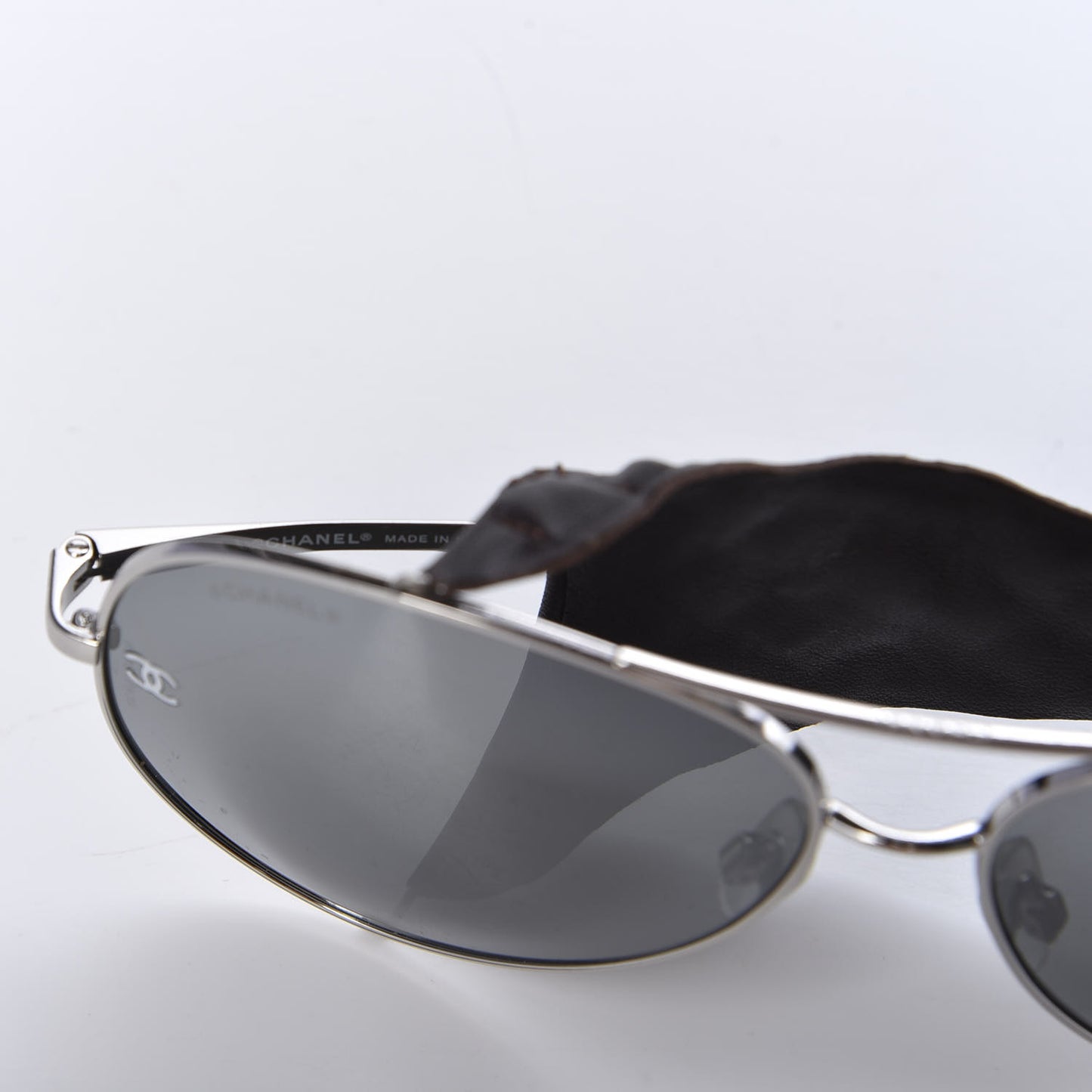 Titanium Lambskin CC Pilot Sunglasses Brown