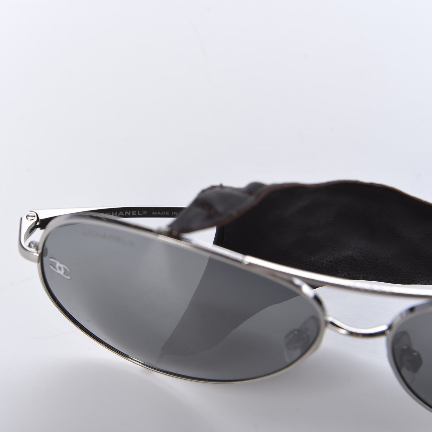Chanel Titanium Lambskin CC Pilot Sunglasses Brown 5 of 8