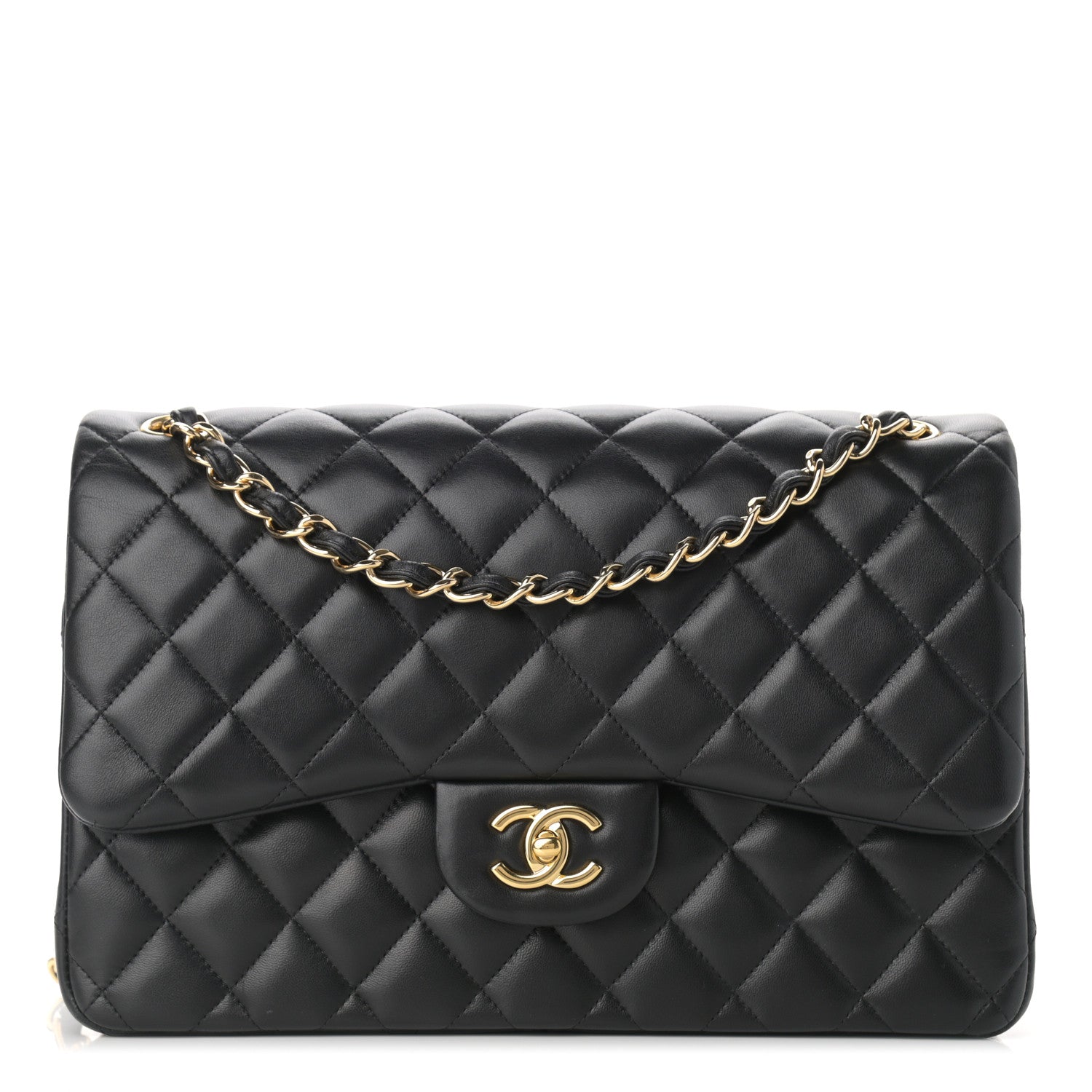 Chanel Lambskin Quilted Jumbo Double Flap Black 1 of 14