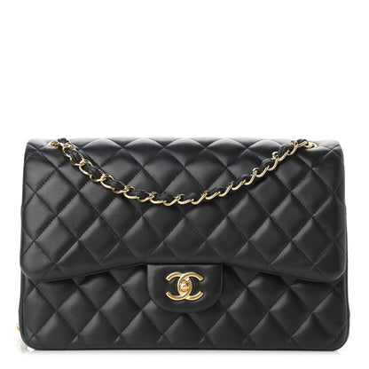 Chanel Lambskin Quilted Jumbo Double Flap Black 1 of 14