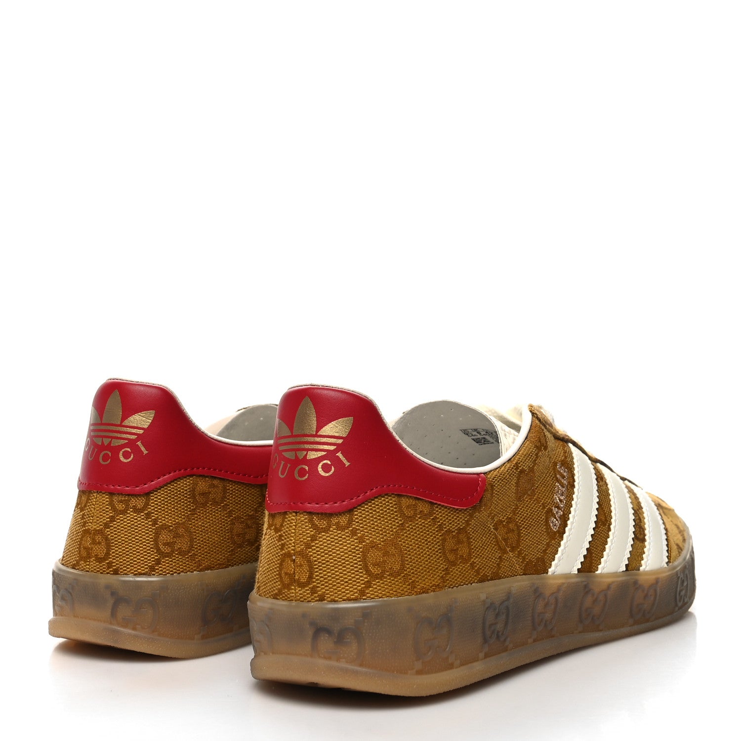 Gucci X ADIDAS Vintage GG Monogram Mens Gazelle Sneakers 9.5 Mid Natural Nut Off White 4 of 8