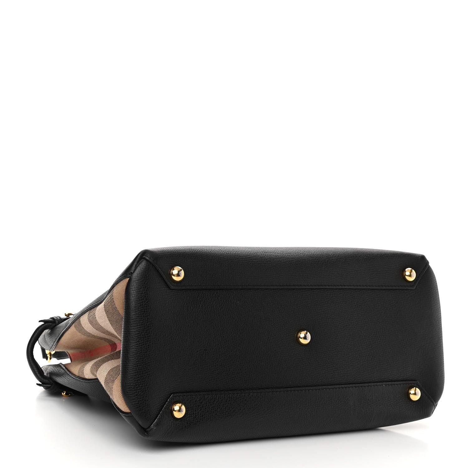 Burberry Derby Calfskin House Check Medium Banner Tote Black 4 of 11