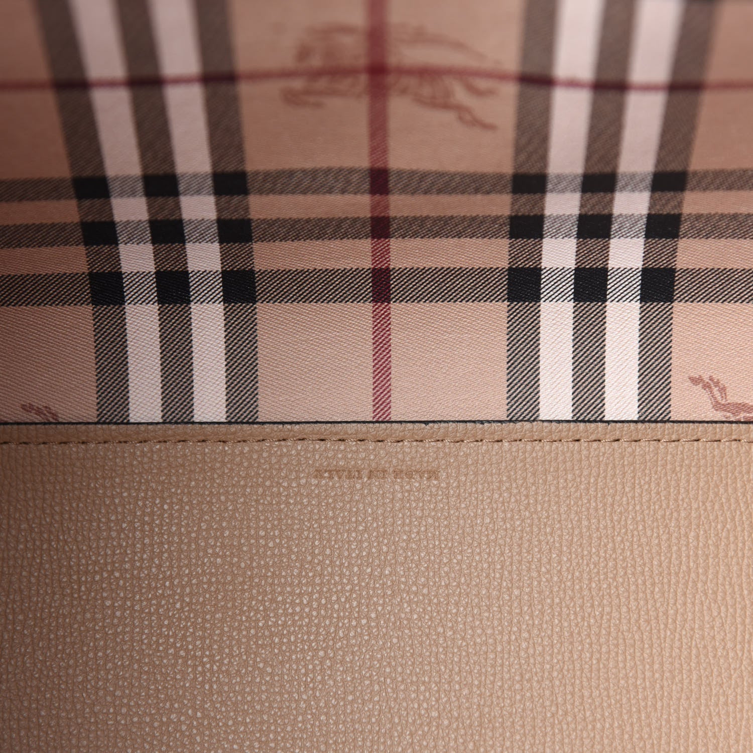 Burberry Grainy Calfskin Haymarket Check Medium Reversible Tote Camel 12 of 20