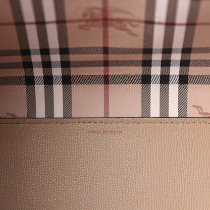 Burberry Grainy Calfskin Haymarket Check Medium Reversible Tote Camel 12 of 20
