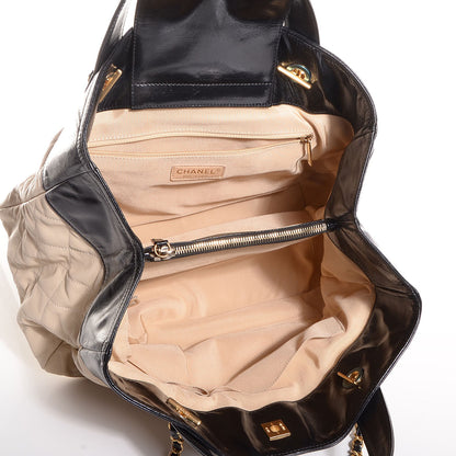 Chanel Calfskin Quilted In The Mix Shopping Tote Beige Black 6 of 9