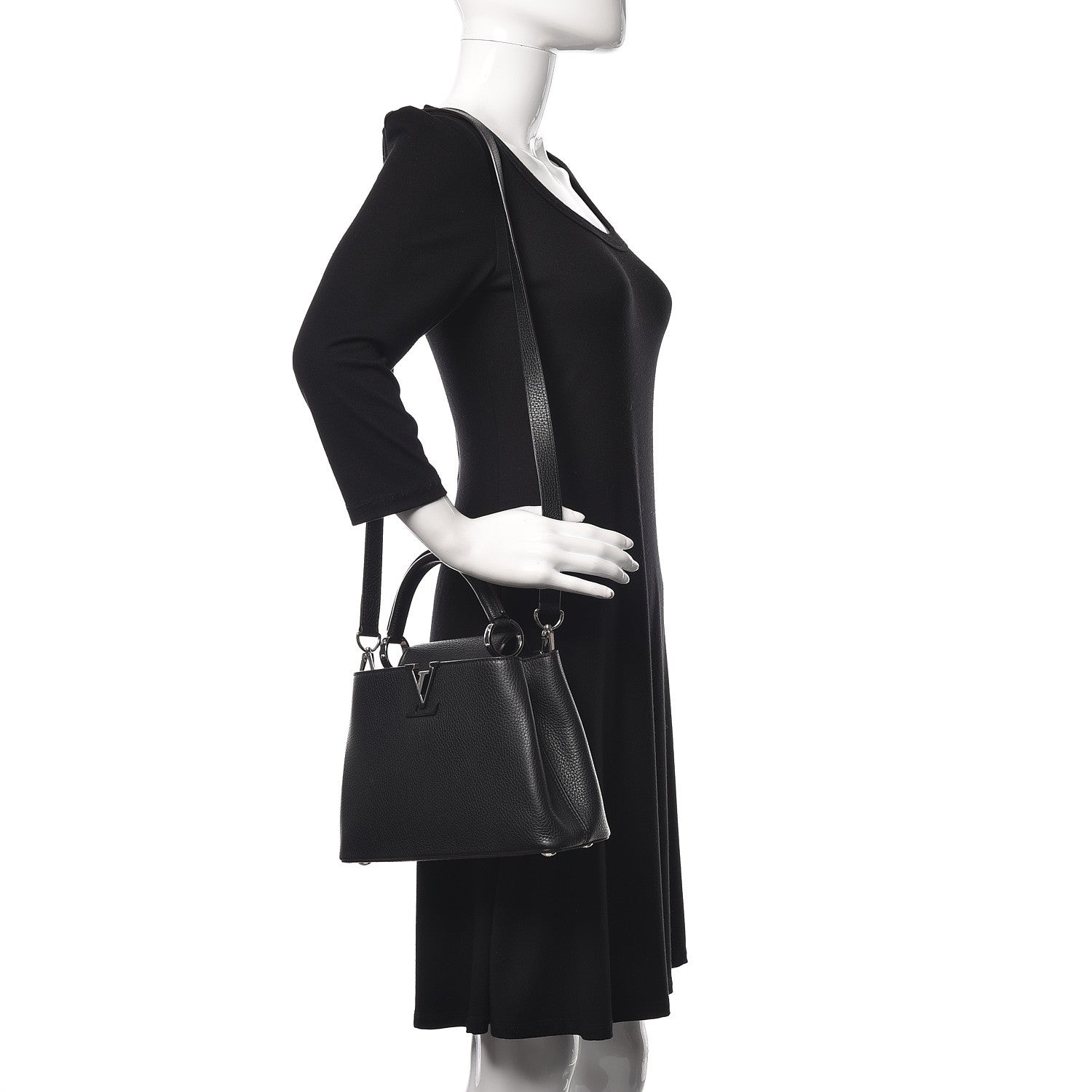 Louis Vuitton Taurillon Capucines BB Black 2 of 9
